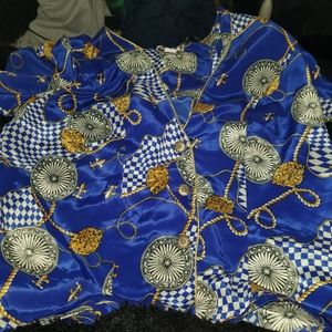 Plus Size Shoulder Padded 2 piece top and skirt